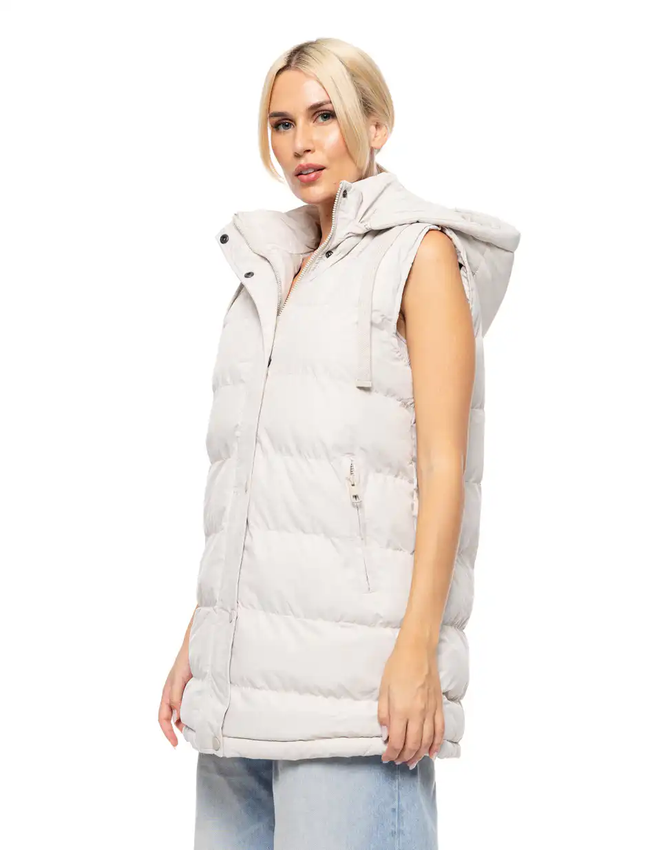 Biston fashion γυναικείο demi αμάνικο μπουφάν με αποσπώμενη κουκούλα 52-102-006 ICE