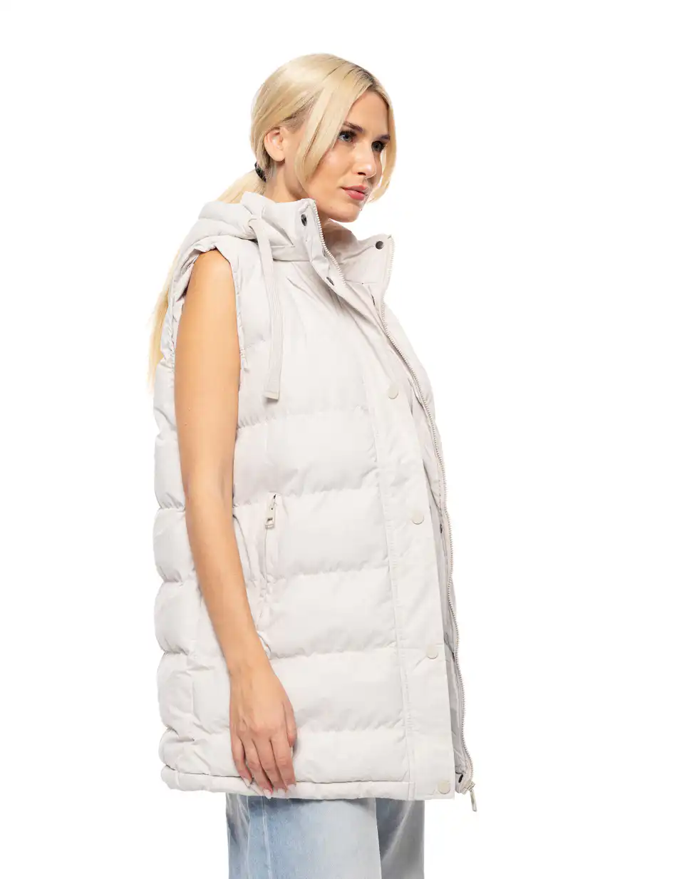 Biston fashion γυναικείο demi αμάνικο μπουφάν με αποσπώμενη κουκούλα 52-102-006 ICE