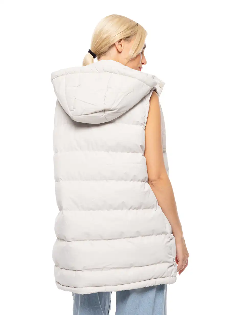 Biston fashion γυναικείο demi αμάνικο μπουφάν με αποσπώμενη κουκούλα 52-102-006 ICE