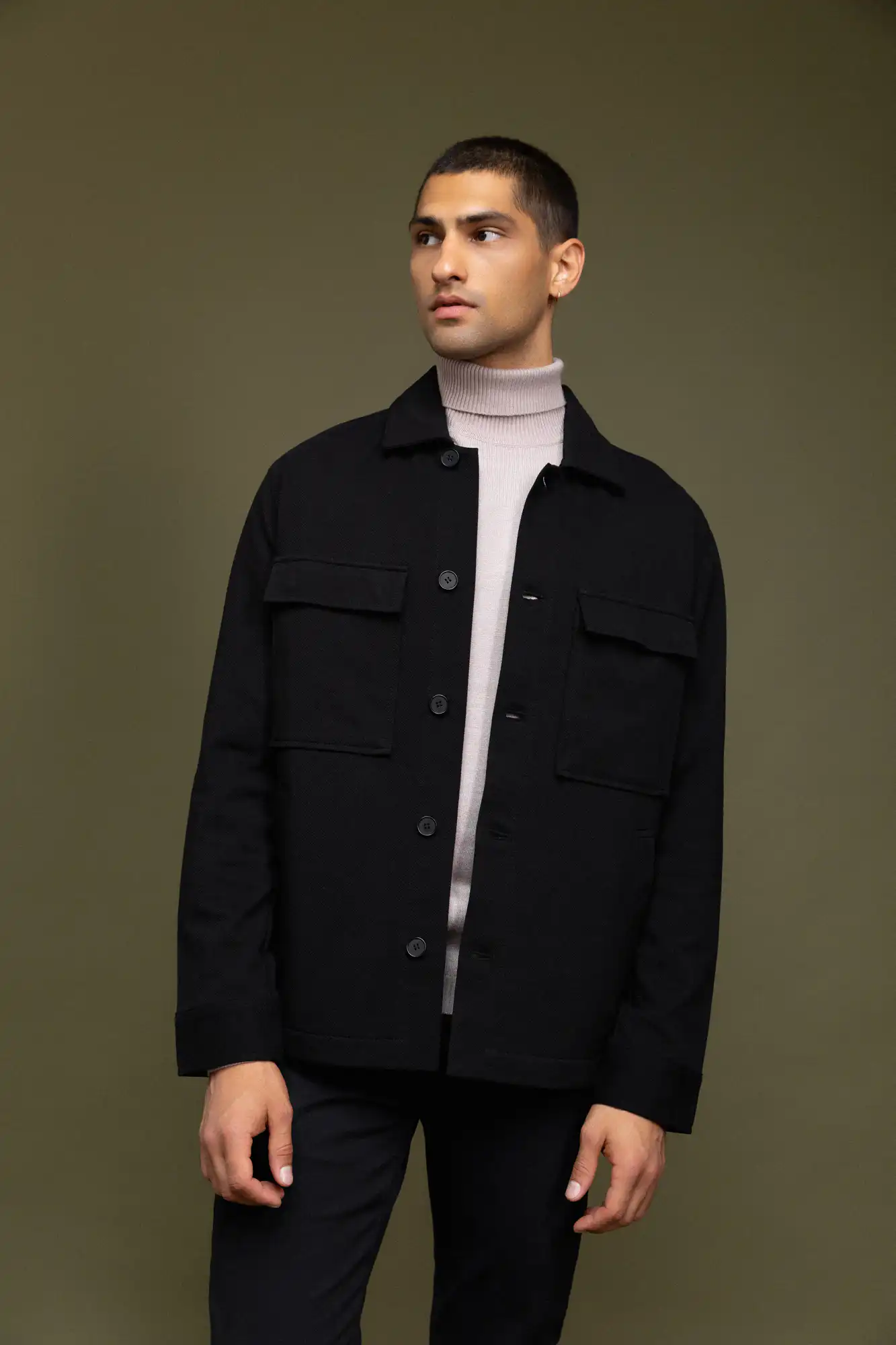 Smart fashion ανδρικό πανωφόρι τύπου sacket 52-201-001 BLACK