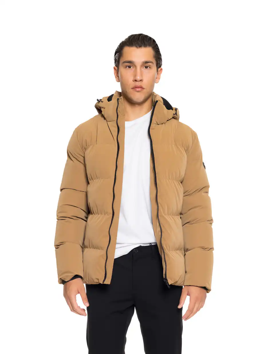 Βiston fashion ανδρικό κοντό μπουφάν με αποσπώμενη κουκούλα 52-201-003 CAMEL