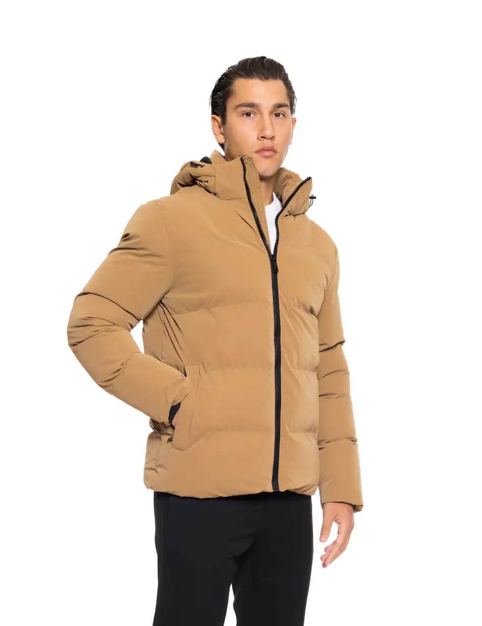 Βiston fashion ανδρικό κοντό μπουφάν με αποσπώμενη κουκούλα 52-201-003 CAMEL