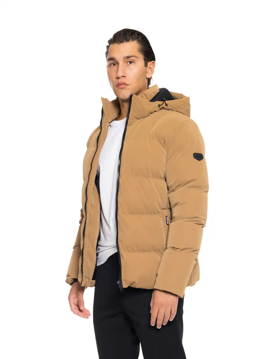 Βiston fashion ανδρικό κοντό μπουφάν με αποσπώμενη κουκούλα 52-201-003 CAMEL