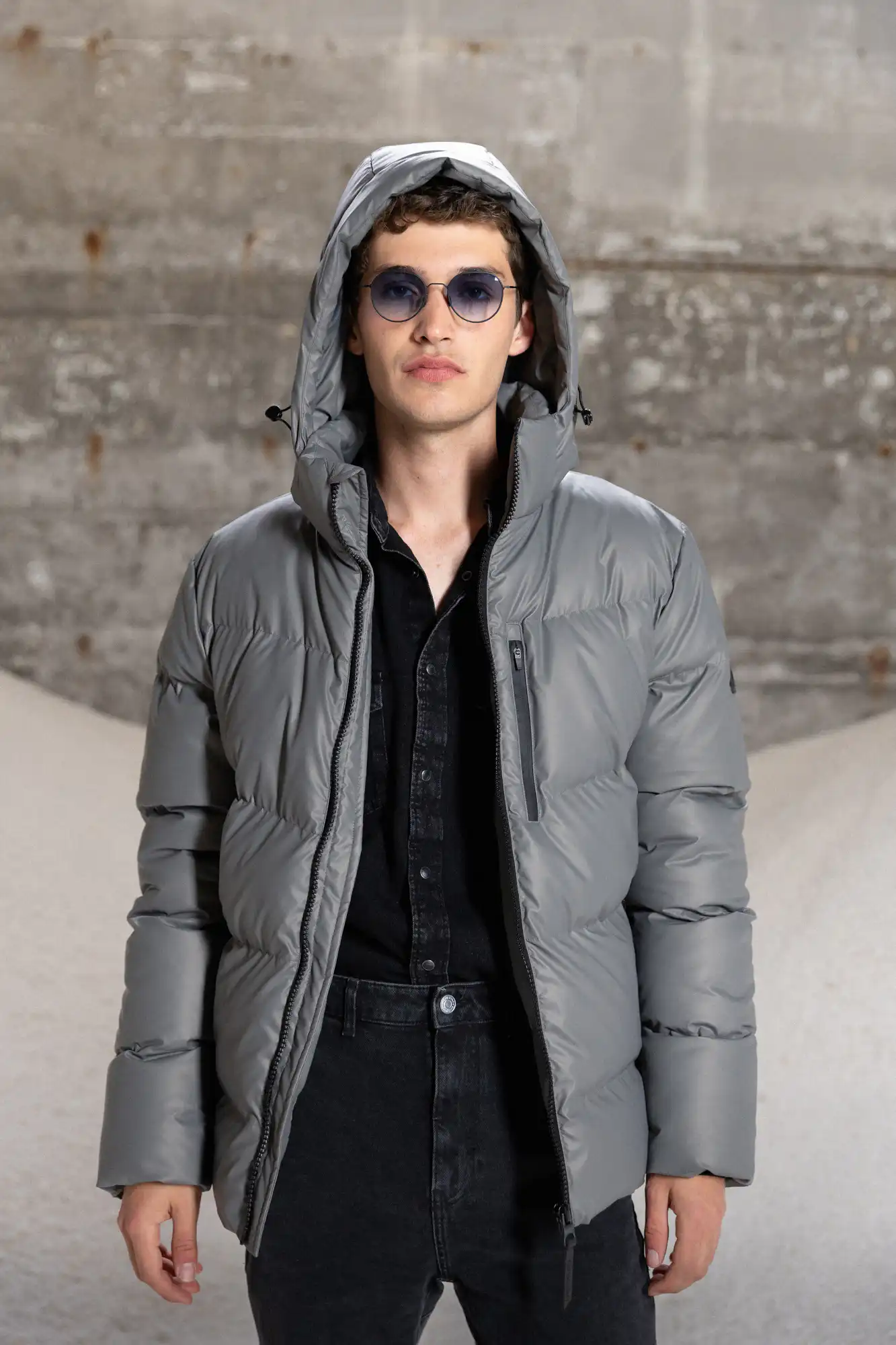 Splendid fashion ανδρικό κοντό μπουφάν με αποσπώμενη κουκούλα 52-201-004 GREY