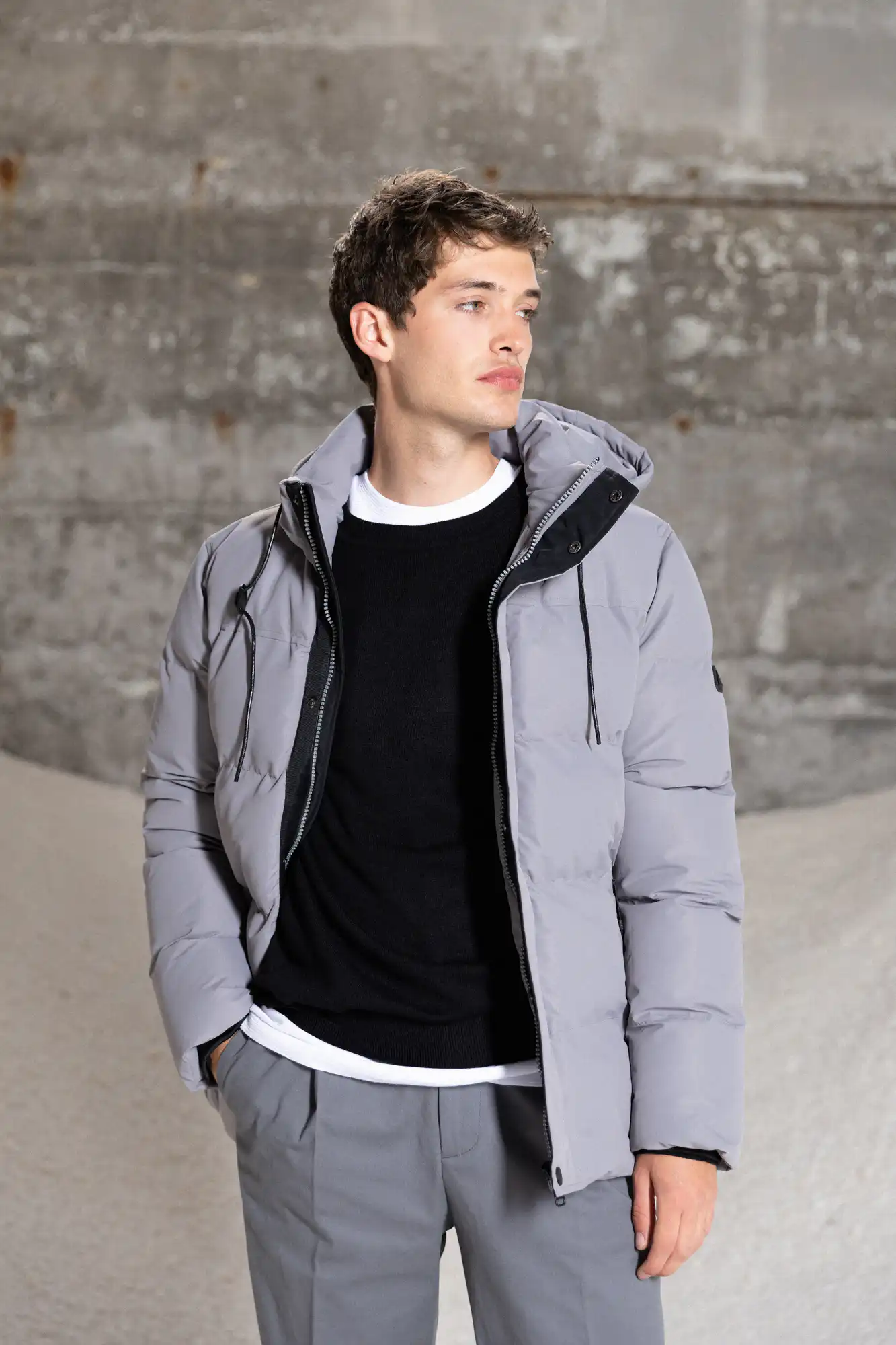 Splendid fashion ανδρικό κοντό μπουφάν με αποσπώμενη κουκούλα 52-201-015 GREY