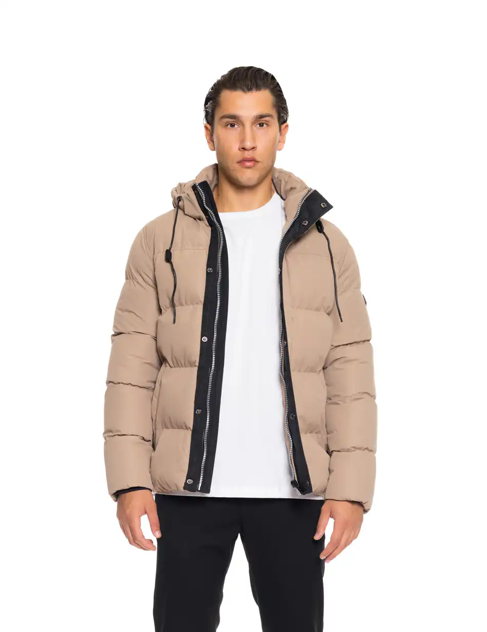 Splendid fashion ανδρικό κοντό μπουφάν με αποσπώμενη κουκούλα 52-201-015 BEIGE