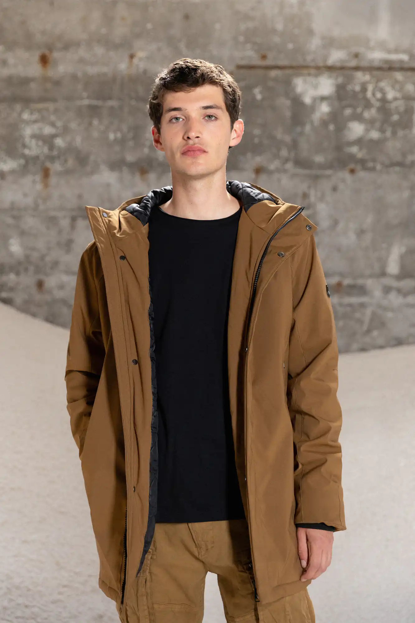 Splendid fashion ανδρικό demi μπουφάν με ενσωματωμένη κουκούλα 52-201-016 BROWN