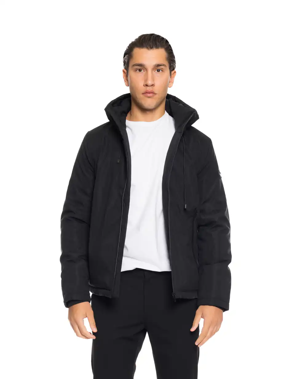 Biston fashion ανδρικό κοντό μπουφάν με ενσωματωμένη κουκούλα 52-201-017 BLACK