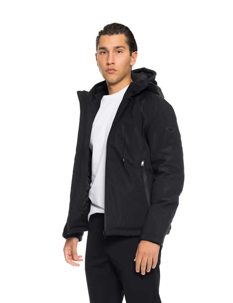 Biston fashion ανδρικό κοντό μπουφάν με ενσωματωμένη κουκούλα 52-201-017 BLACK