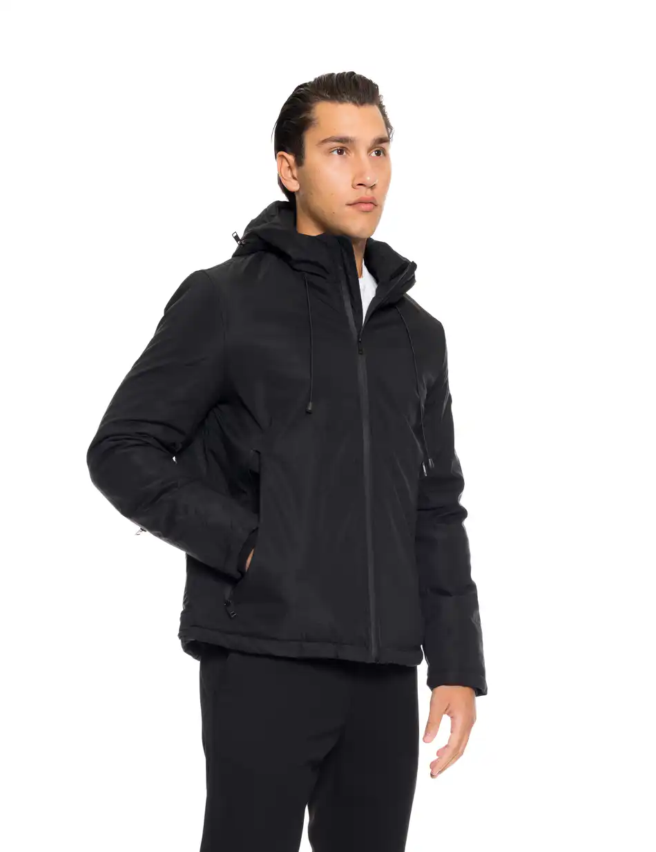 Biston fashion ανδρικό κοντό μπουφάν με ενσωματωμένη κουκούλα 52-201-017 BLACK