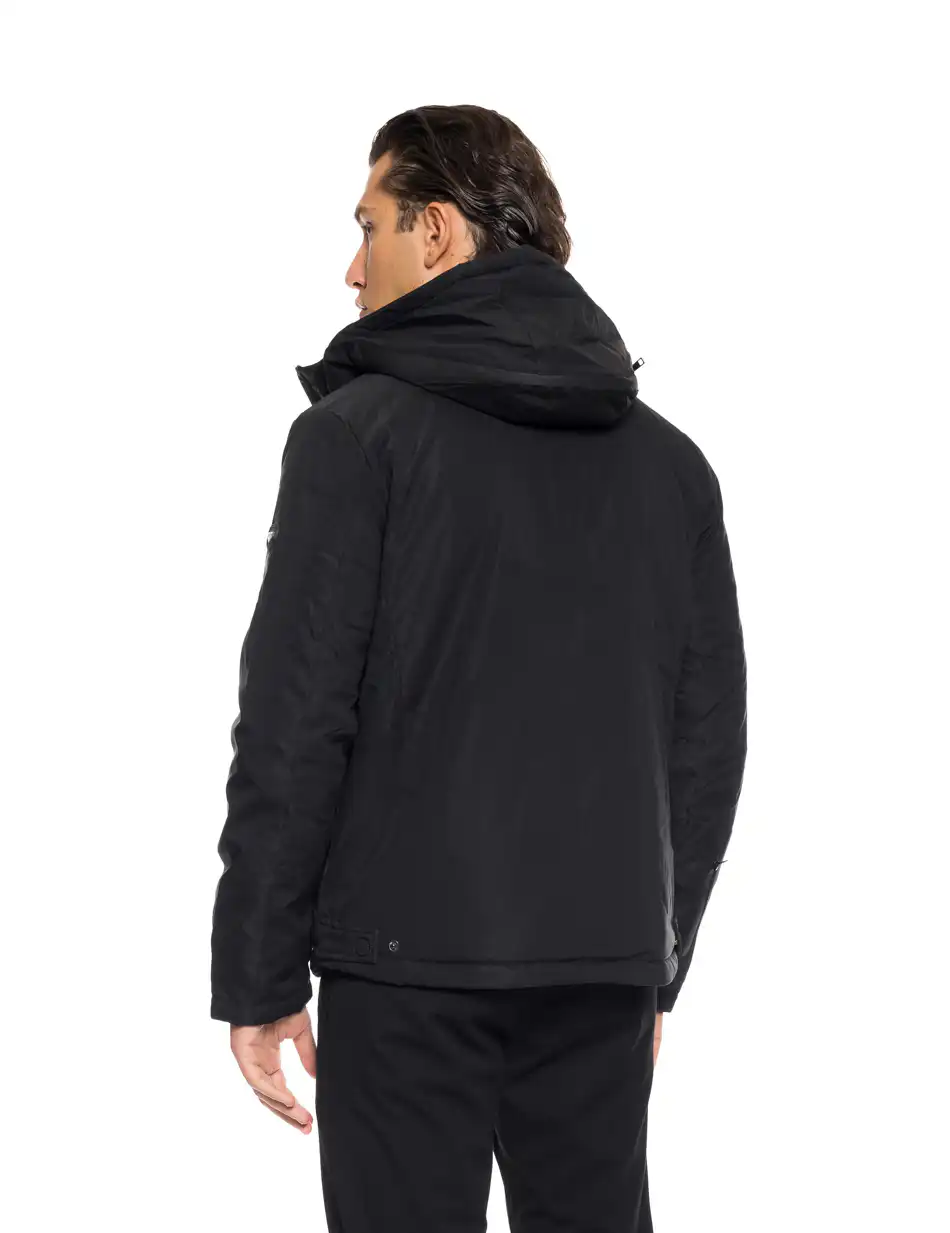 Biston fashion ανδρικό κοντό μπουφάν με ενσωματωμένη κουκούλα 52-201-017 BLACK