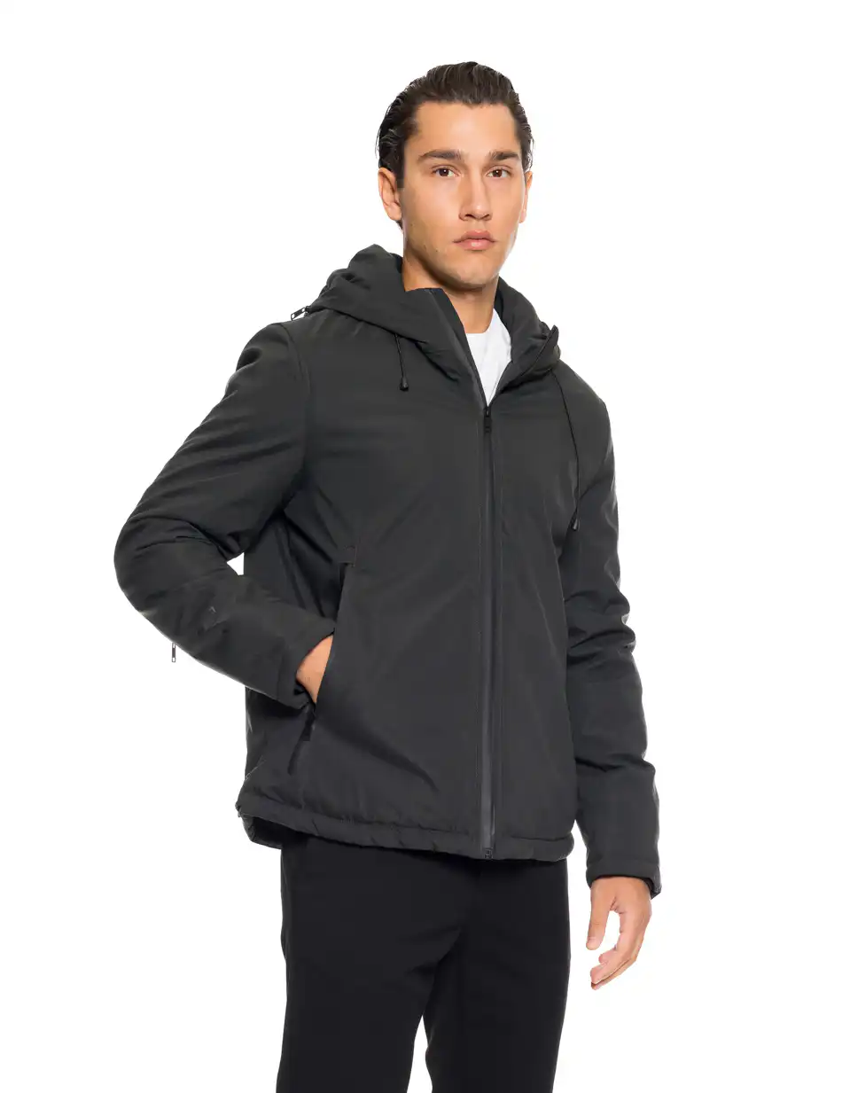 Biston fashion ανδρικό κοντό μπουφάν με ενσωματωμένη κουκούλα 52-201-017 DK GREEN