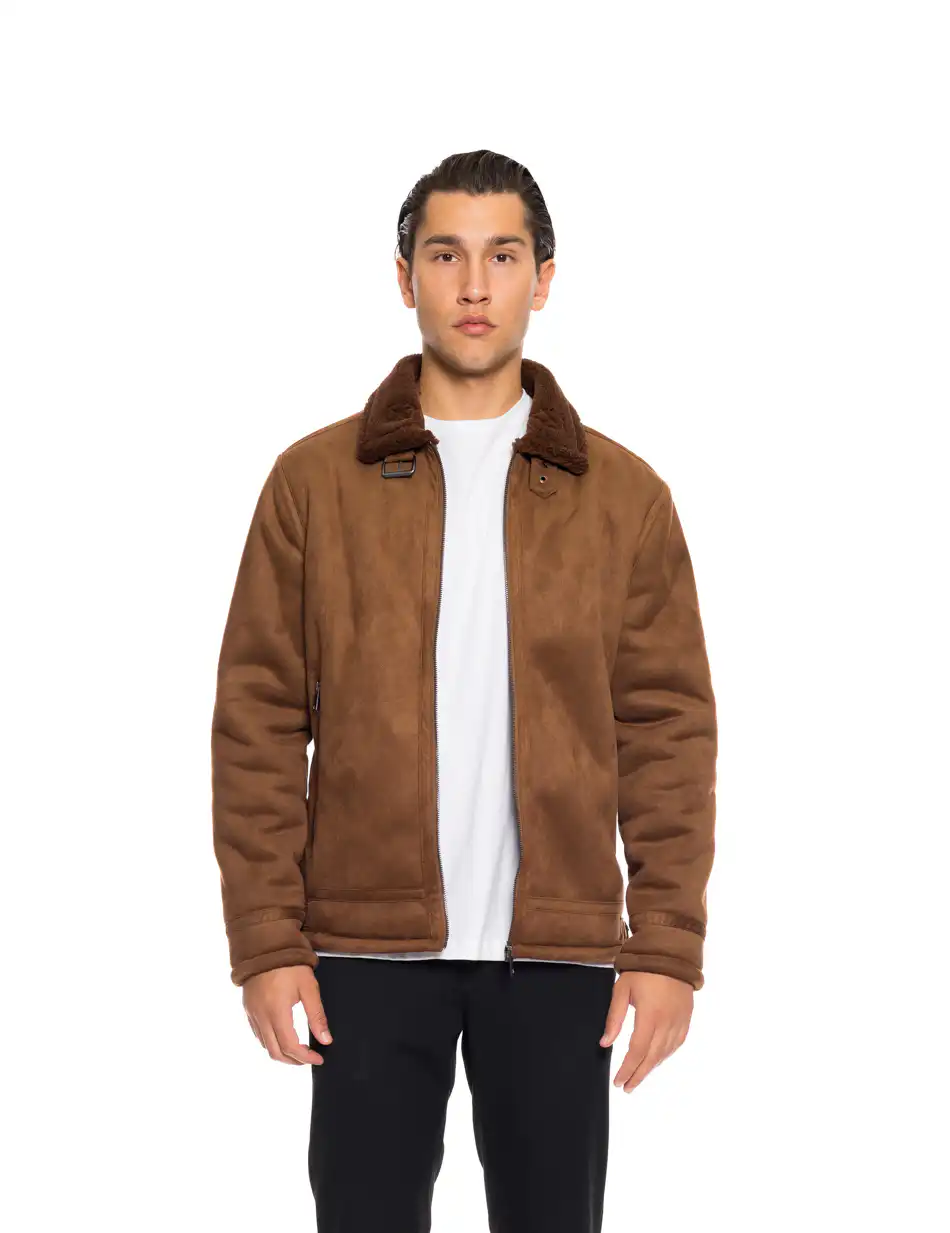 Splendid fashion ανδρικό κοντό μουτόν πανωφόρι 52-201-027 CAMEL