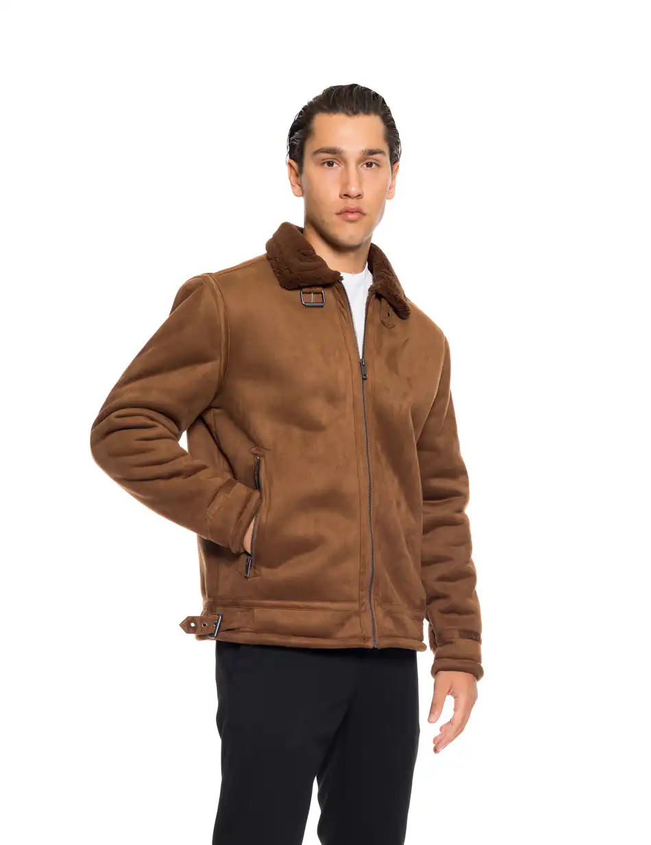 Splendid fashion ανδρικό κοντό μουτόν πανωφόρι 52-201-027 CAMEL