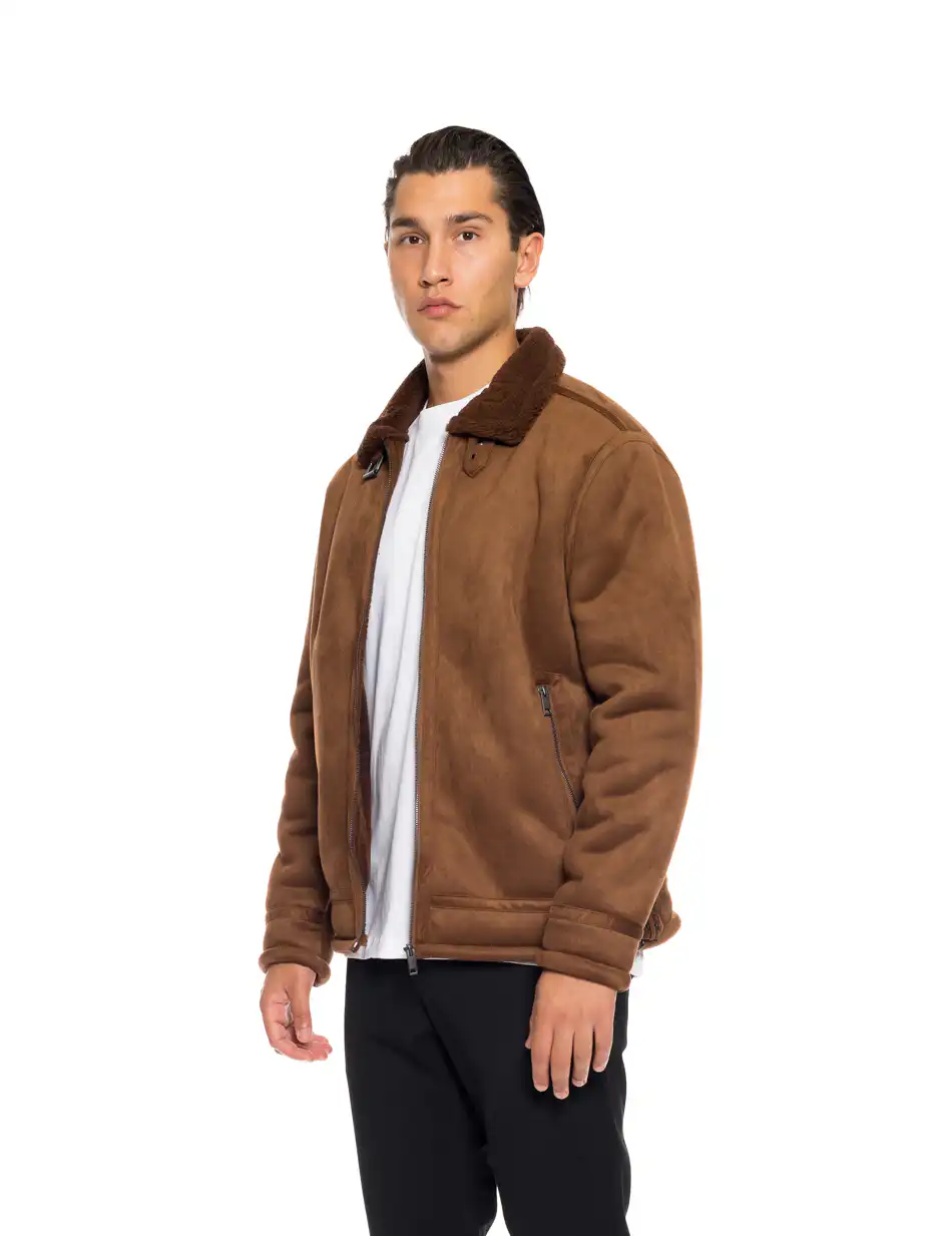 Splendid fashion ανδρικό κοντό μουτόν πανωφόρι 52-201-027 CAMEL