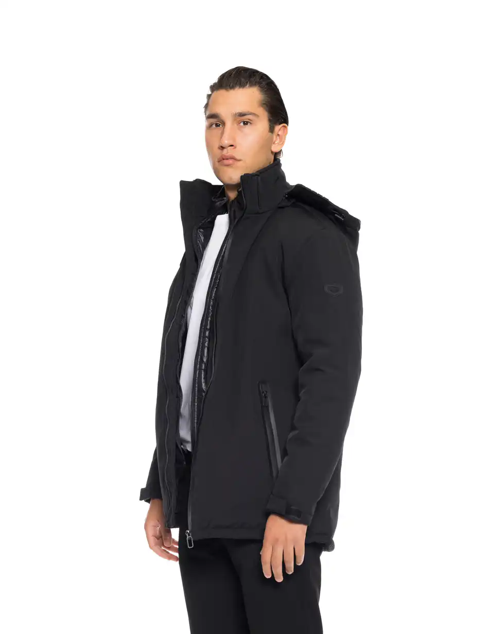 Biston fashion ανδρικό κοντό μπουφάν με αποσπώμενη κουκούλα 52-201-028 BLACK