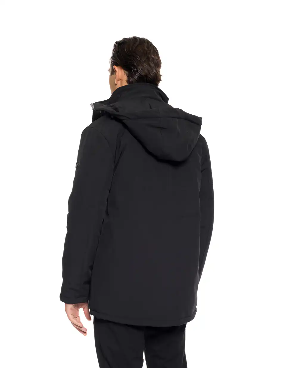 Biston fashion ανδρικό κοντό μπουφάν με αποσπώμενη κουκούλα 52-201-028 BLACK