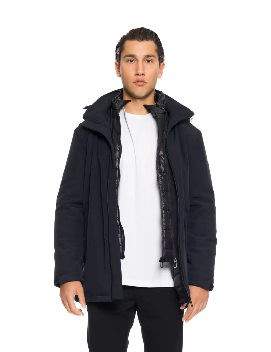 Biston fashion ανδρικό κοντό μπουφάν με αποσπώμενη κουκούλα 52-201-028 NAVY