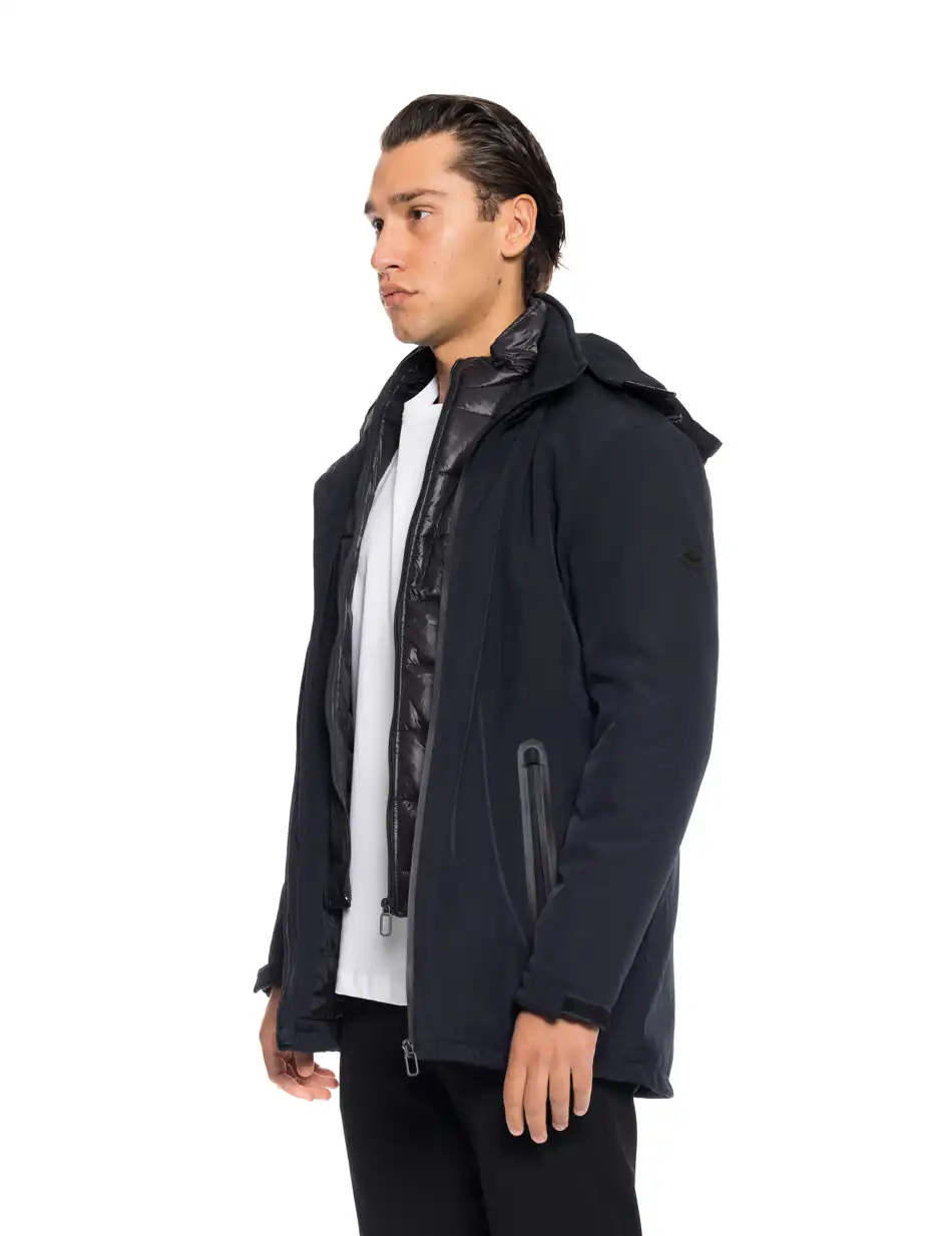 Biston fashion ανδρικό κοντό μπουφάν με αποσπώμενη κουκούλα 52-201-028 NAVY