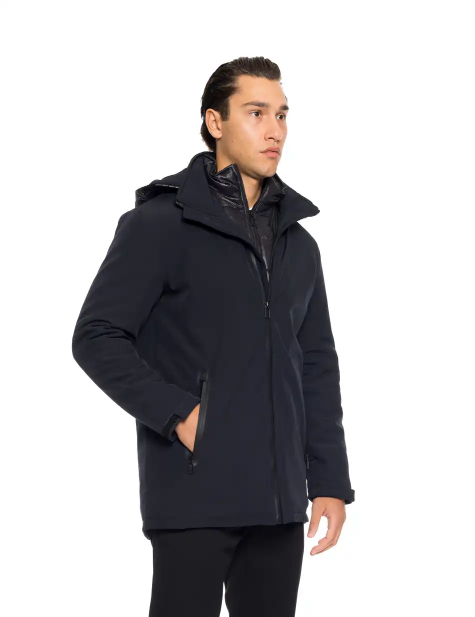 Biston fashion ανδρικό κοντό μπουφάν με αποσπώμενη κουκούλα 52-201-028 NAVY