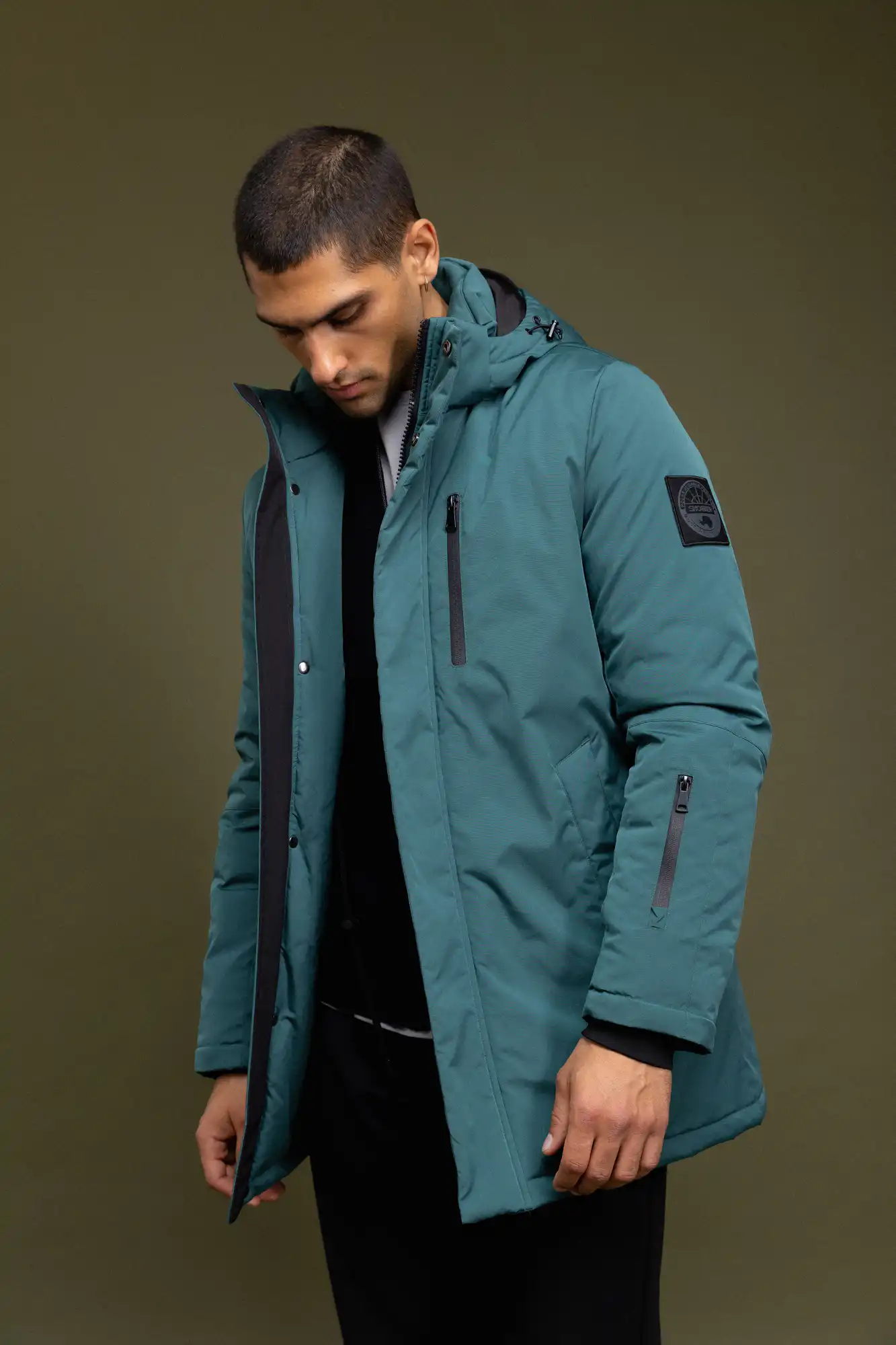 Biston fashion ανδρικό demi μπουφάν με αποσπώμενη κουκούλα 52-201-035 GREEN