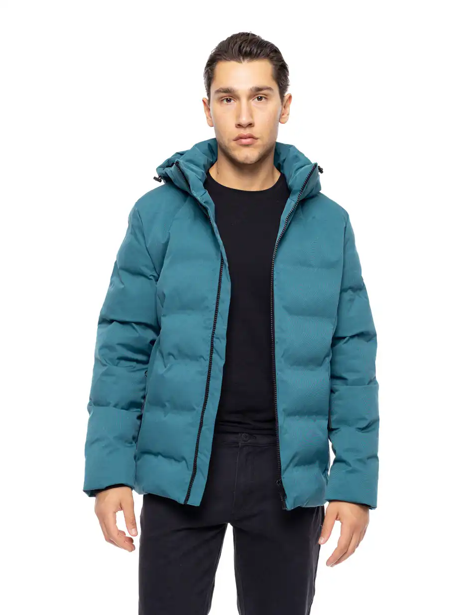 Βiston fashion ανδρικό κοντό μπουφάν με ενσωματωμένη κουκούλα 52-201-037 PETROL