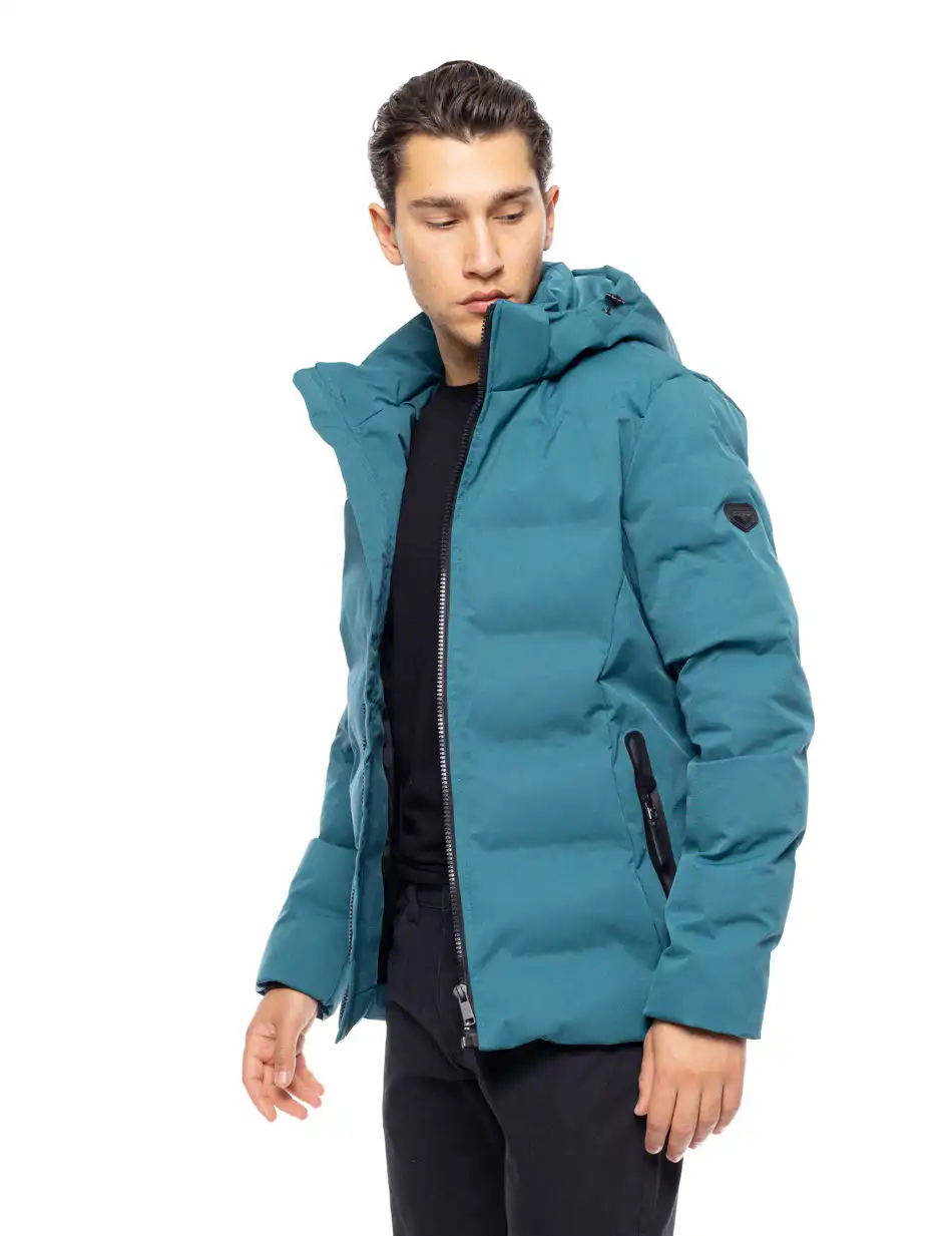 Βiston fashion ανδρικό κοντό μπουφάν με ενσωματωμένη κουκούλα 52-201-037 PETROL