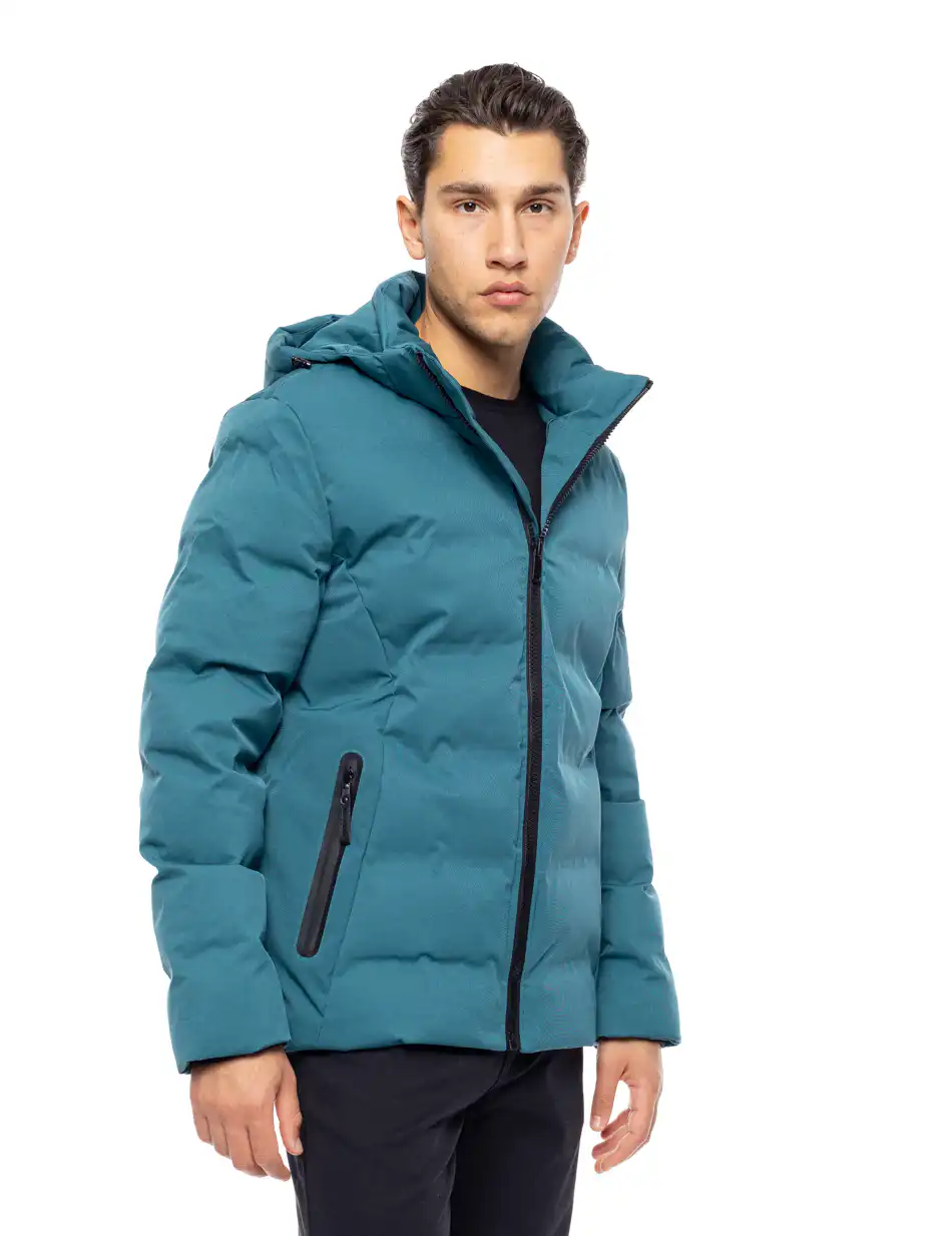 Βiston fashion ανδρικό κοντό μπουφάν με ενσωματωμένη κουκούλα 52-201-037 PETROL