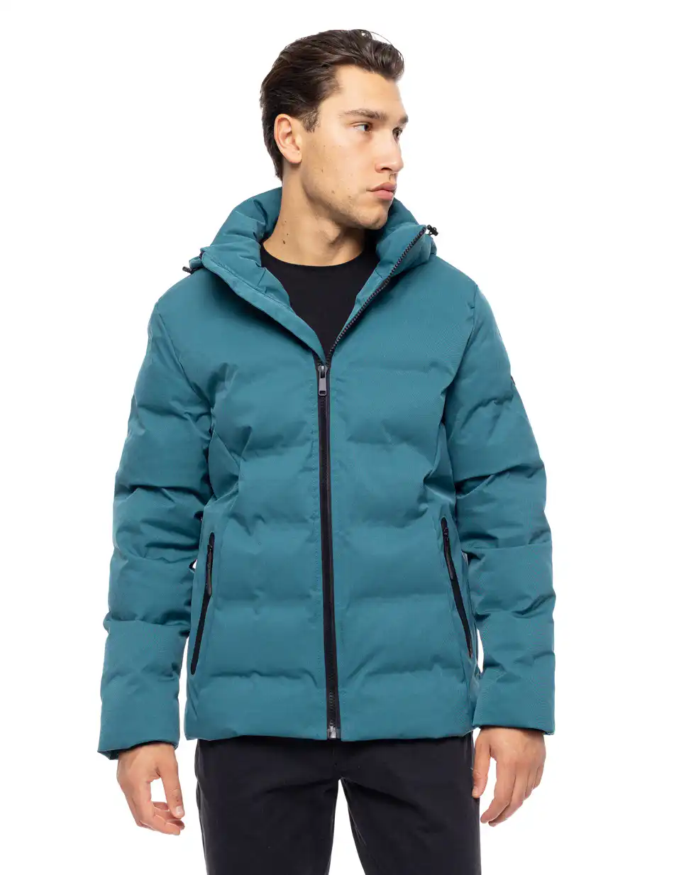 Βiston fashion ανδρικό κοντό μπουφάν με ενσωματωμένη κουκούλα 52-201-037 PETROL