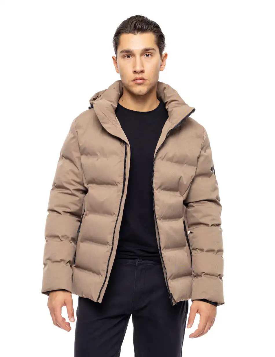 Βiston fashion ανδρικό κοντό μπουφάν με ενσωματωμένη κουκούλα 52-201-037 DK BEIGE