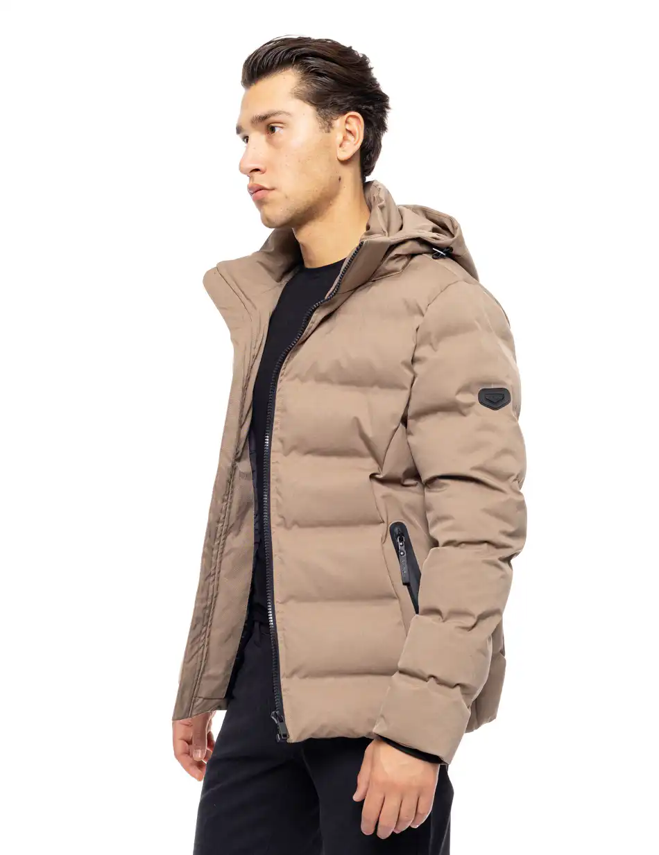 Βiston fashion ανδρικό κοντό μπουφάν με ενσωματωμένη κουκούλα 52-201-037 DK BEIGE