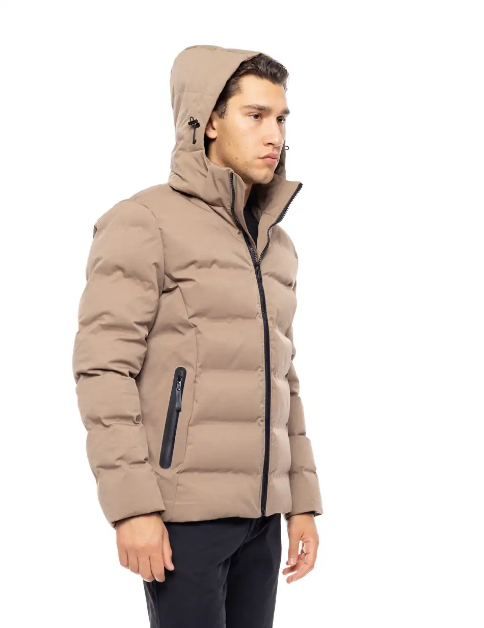 Βiston fashion ανδρικό κοντό μπουφάν με ενσωματωμένη κουκούλα 52-201-037 DK BEIGE