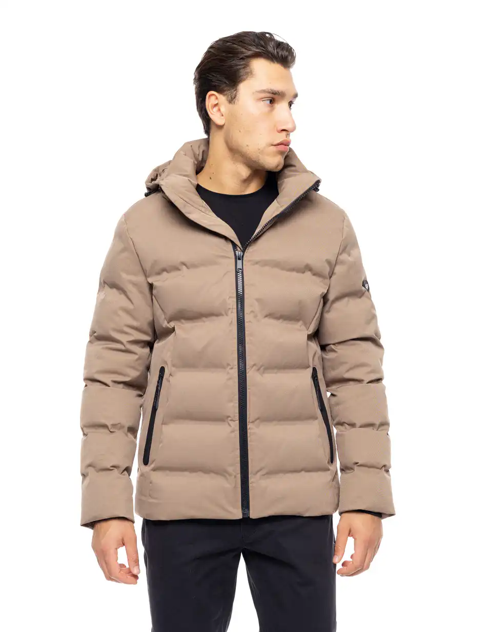 Βiston fashion ανδρικό κοντό μπουφάν με ενσωματωμένη κουκούλα 52-201-037 DK BEIGE