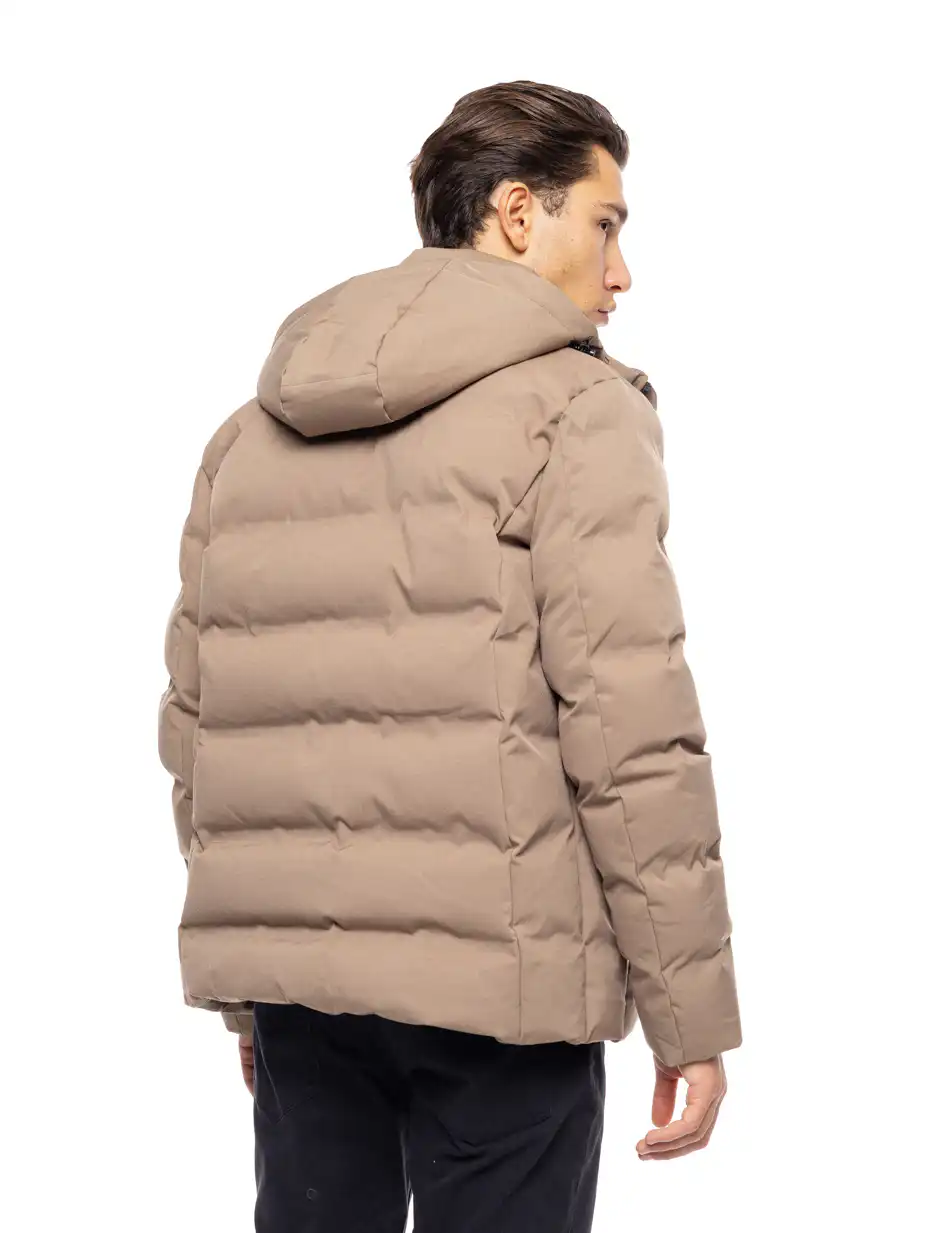 Βiston fashion ανδρικό κοντό μπουφάν με ενσωματωμένη κουκούλα 52-201-037 DK BEIGE