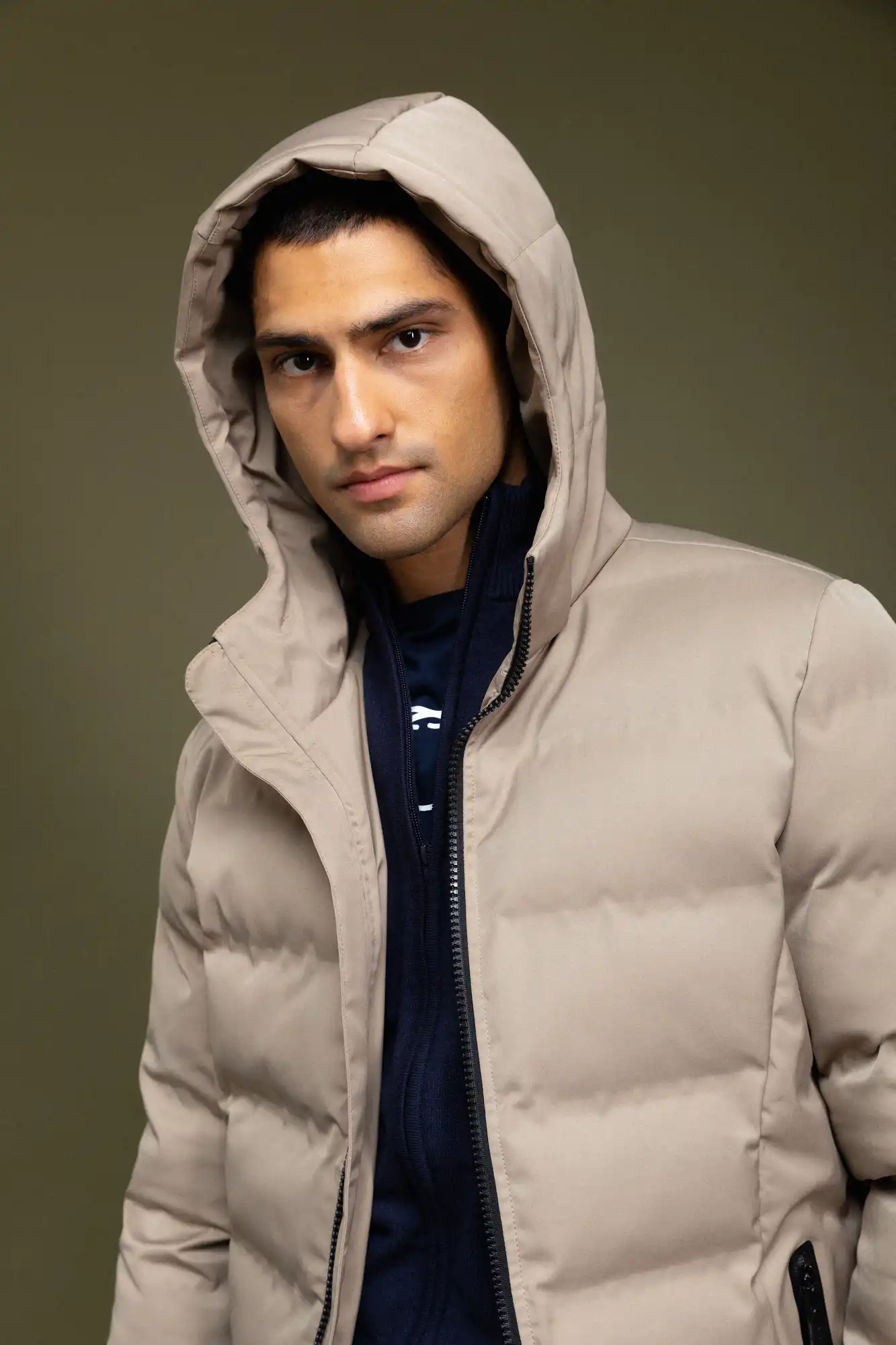 Βiston fashion ανδρικό κοντό μπουφάν με ενσωματωμένη κουκούλα 52-201-037 DK BEIGE