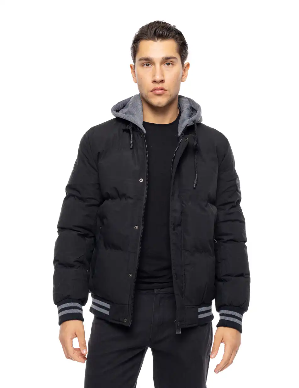 Biston fashion ανδρικό bomber μπουφάν με αποσπώμενη κουκούλα 52-201-040 BLACK