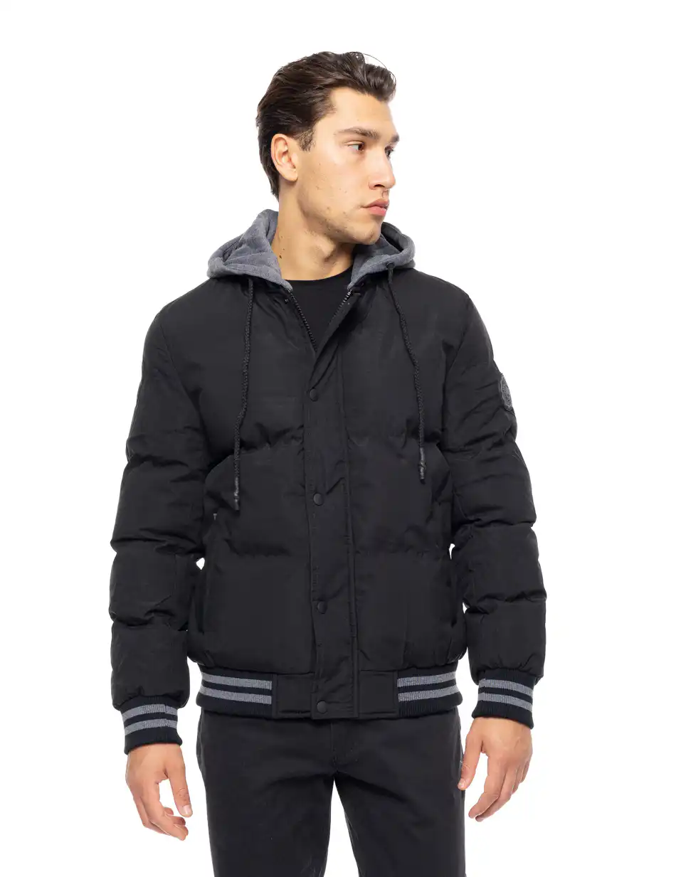 Biston fashion ανδρικό bomber μπουφάν με αποσπώμενη κουκούλα 52-201-040 BLACK