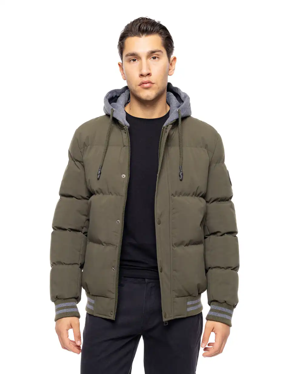 Biston fashion ανδρικό bomber μπουφάν με αποσπώμενη κουκούλα 52-201-040 KHAKI