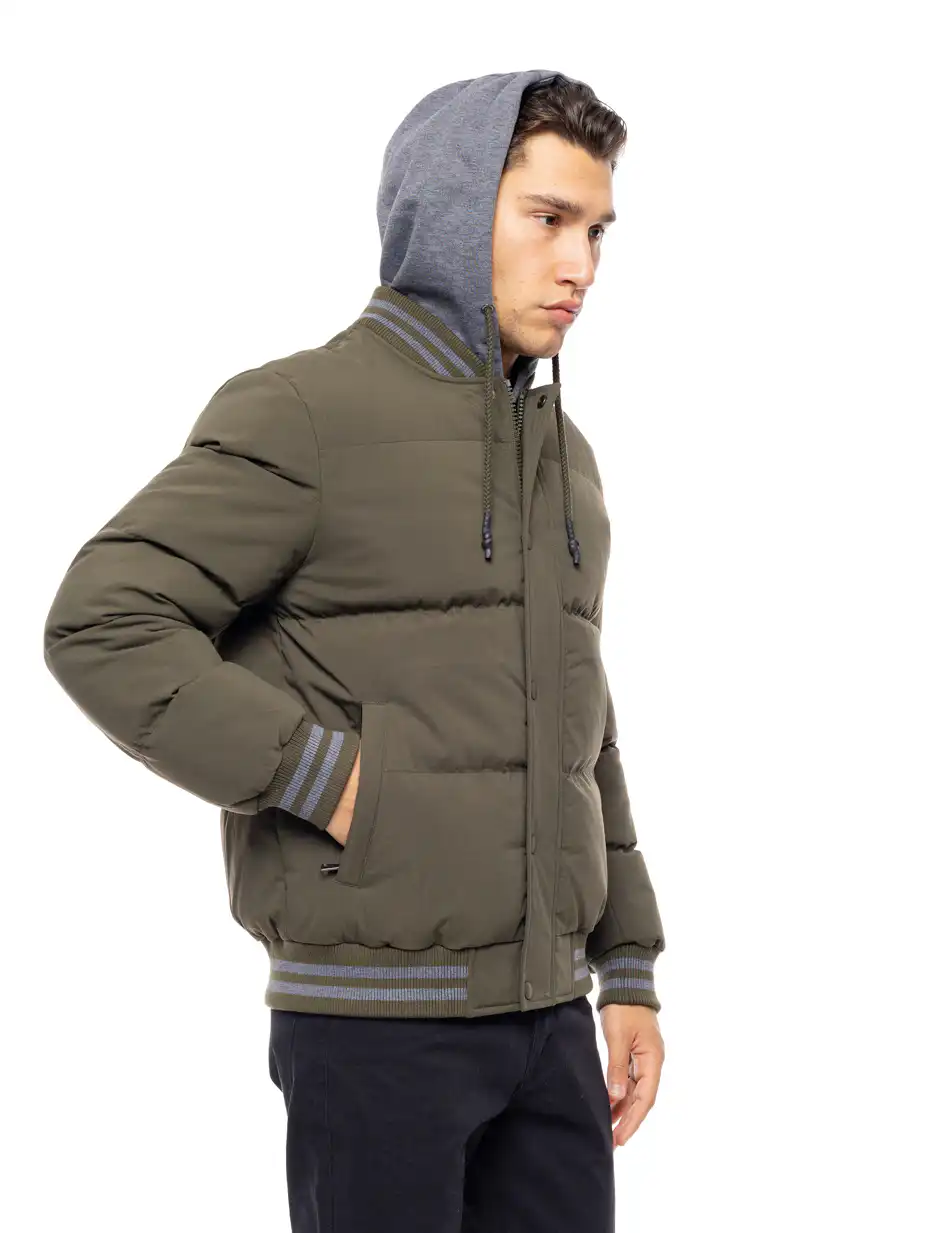 Biston fashion ανδρικό bomber μπουφάν με αποσπώμενη κουκούλα 52-201-040 KHAKI