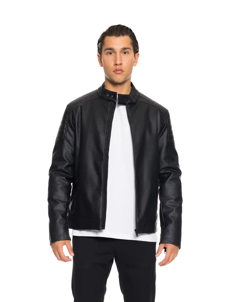 Splendid fashion ανδρικό κοντό πανωφόρι δερματίνης 52-201-041 BLACK