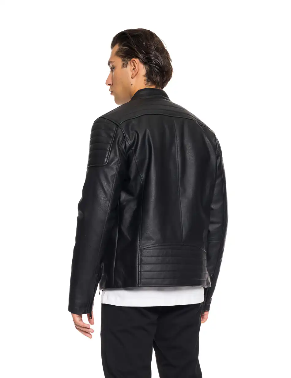 Splendid fashion ανδρικό κοντό πανωφόρι δερματίνης 52-201-041 BLACK