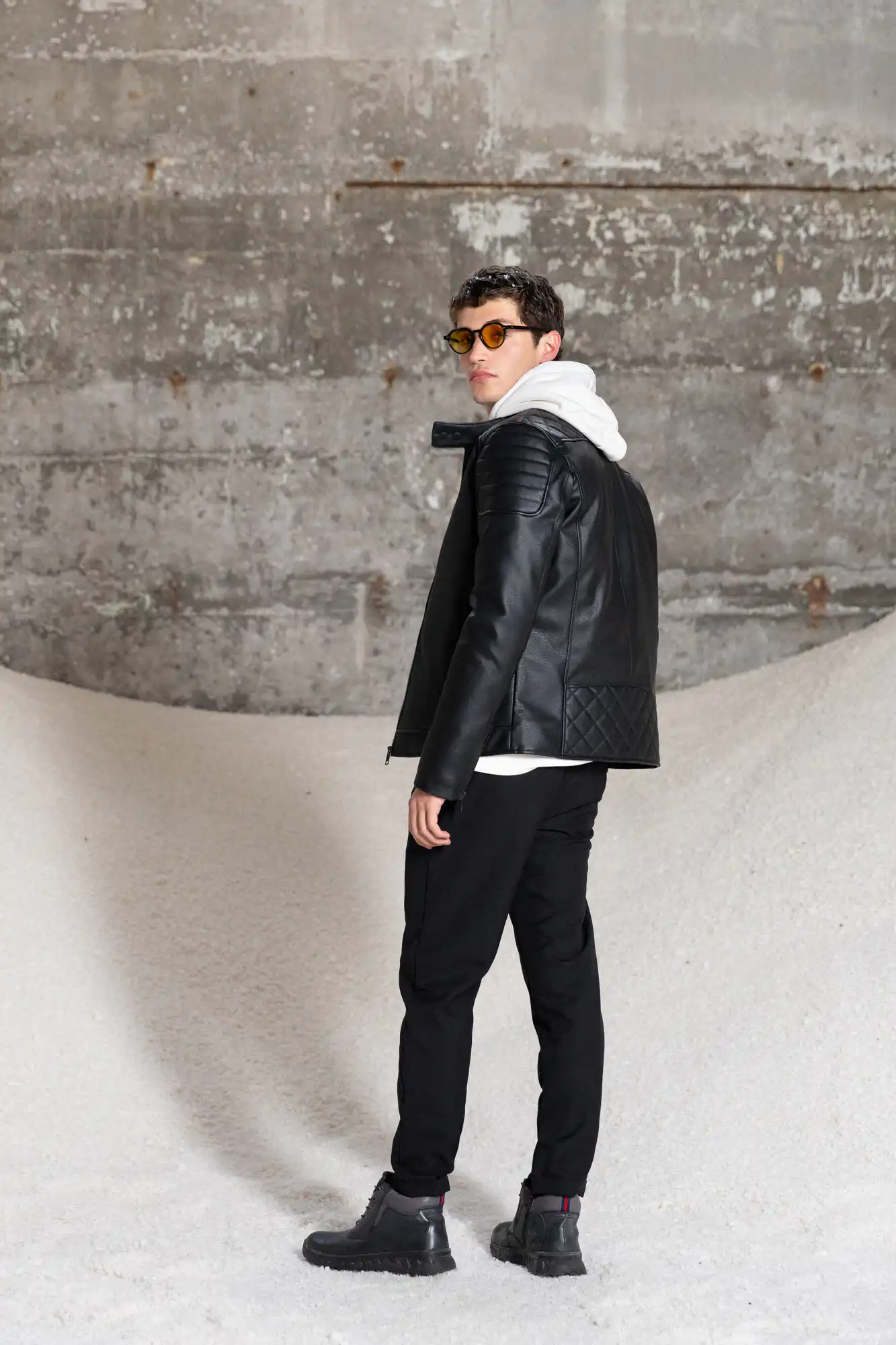 Splendid fashion ανδρικό κοντό πανωφόρι δερματίνης 52-201-041 BLACK