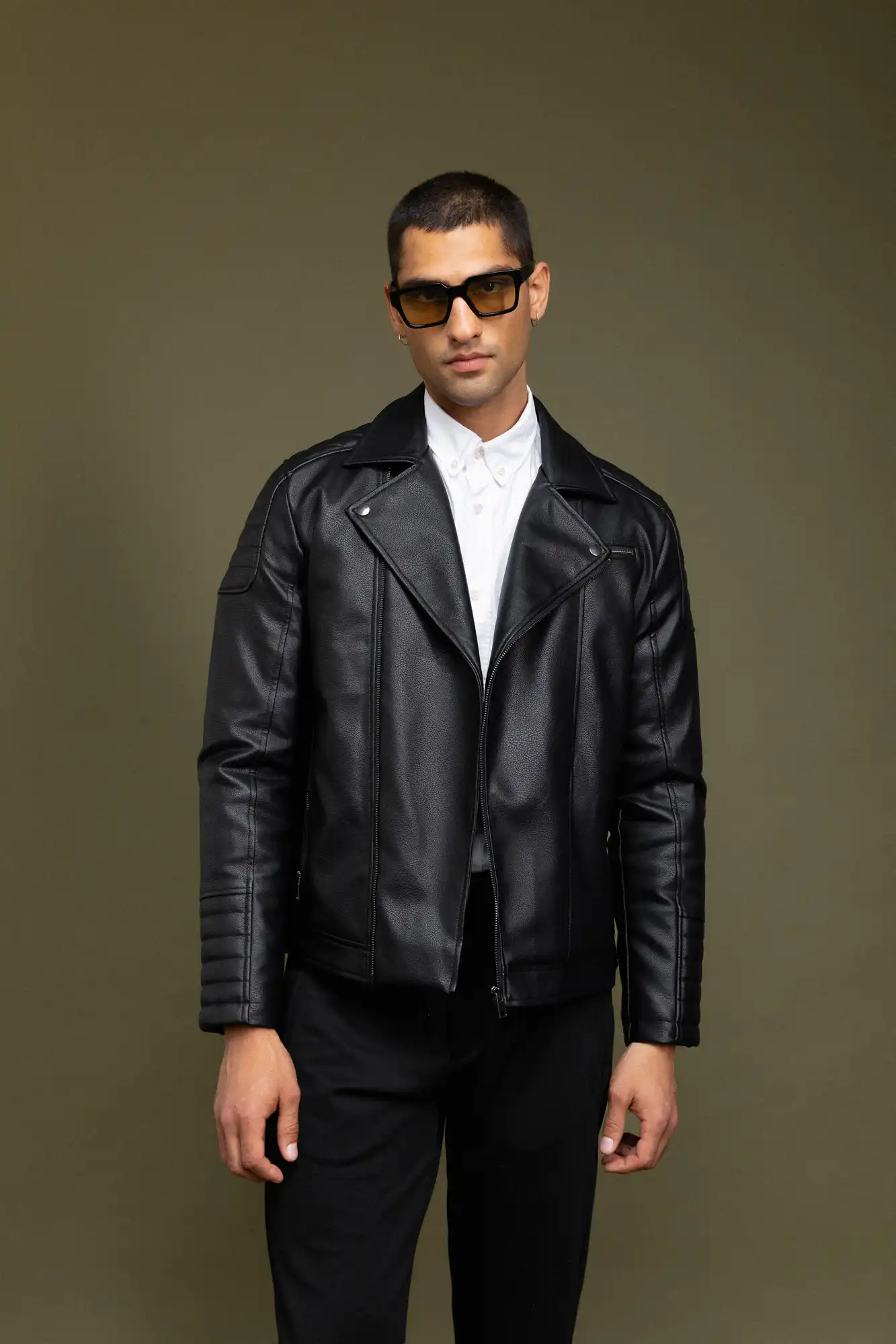 Biston Ανδρικό κοντό πανωφόρι από συνθετική δερματίνη 52-201-044 BLACK