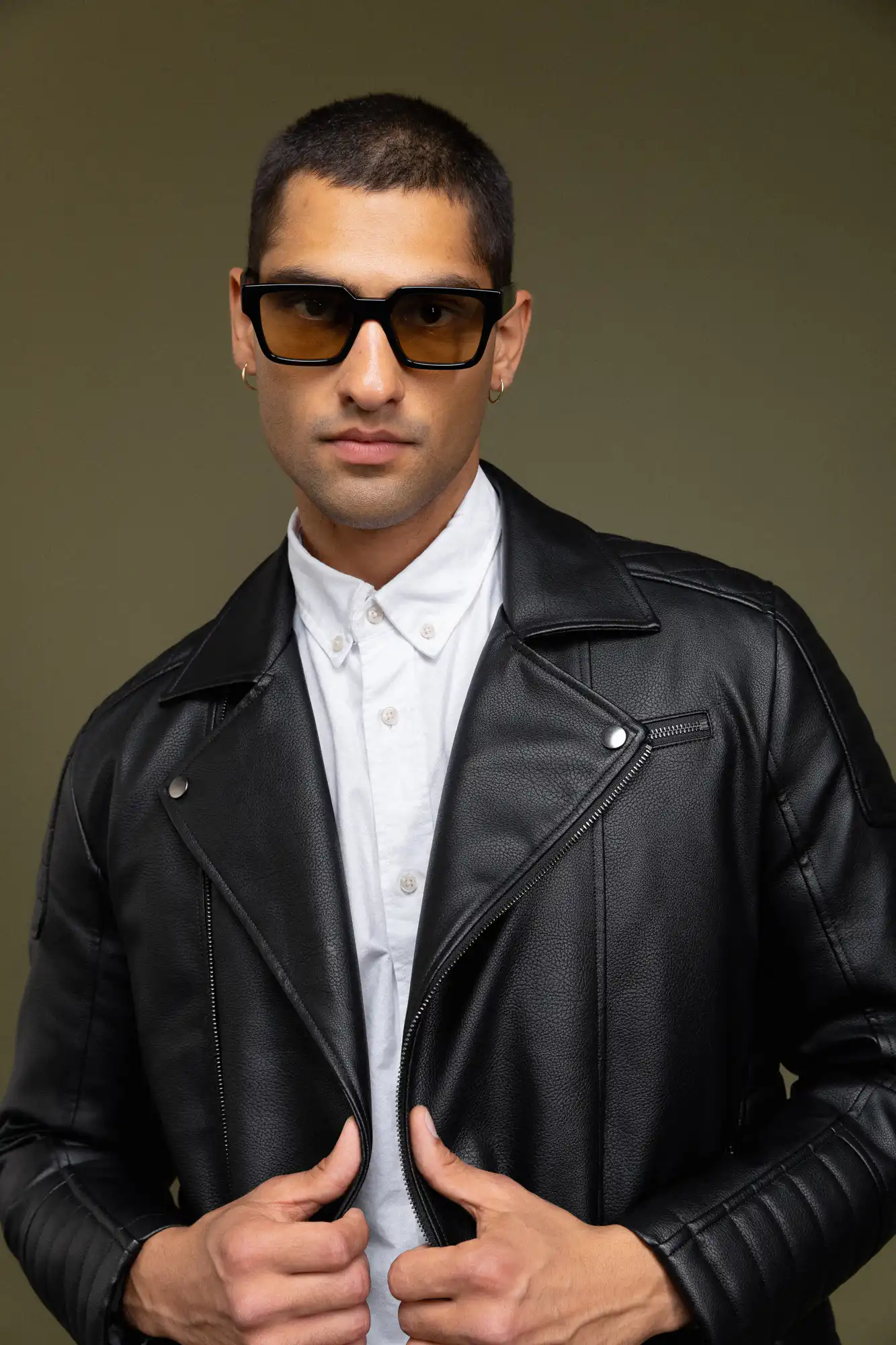 Biston Ανδρικό κοντό πανωφόρι από συνθετική δερματίνη 52-201-044 BLACK