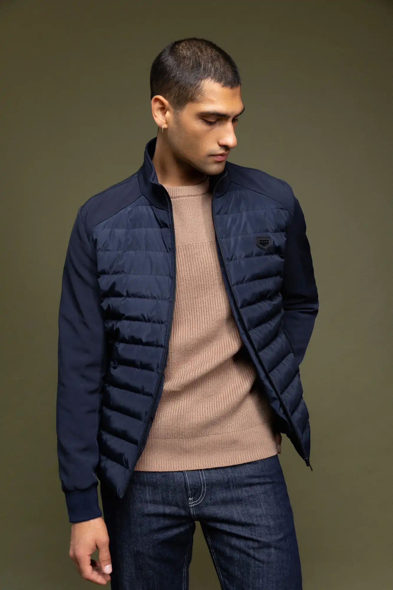 Biston fashion ανδρικό κοντό ultra light πανωφόρι με γιακά 52-201-047 NAVY