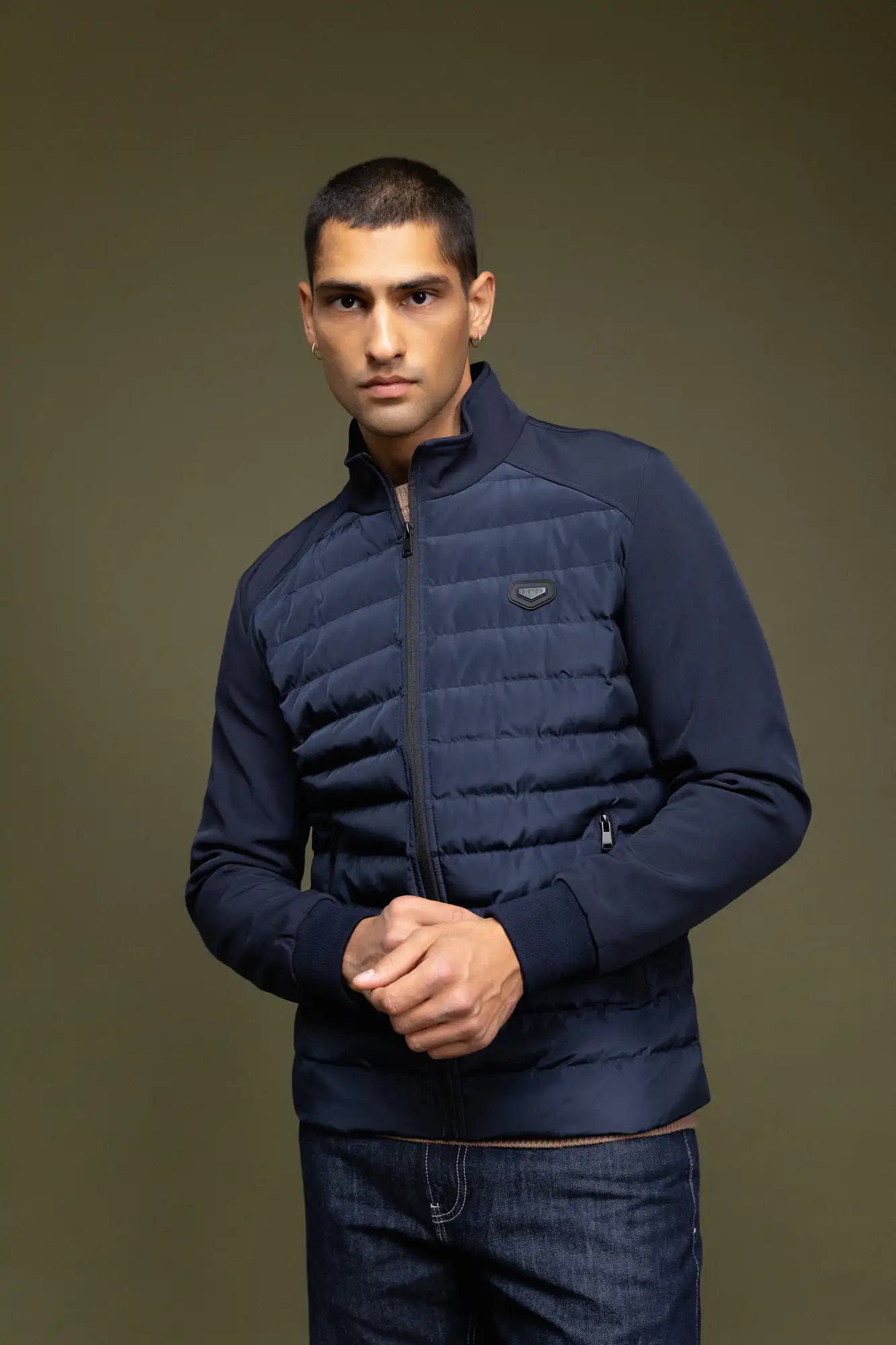 Biston fashion ανδρικό κοντό ultra light πανωφόρι με γιακά 52-201-047 NAVY