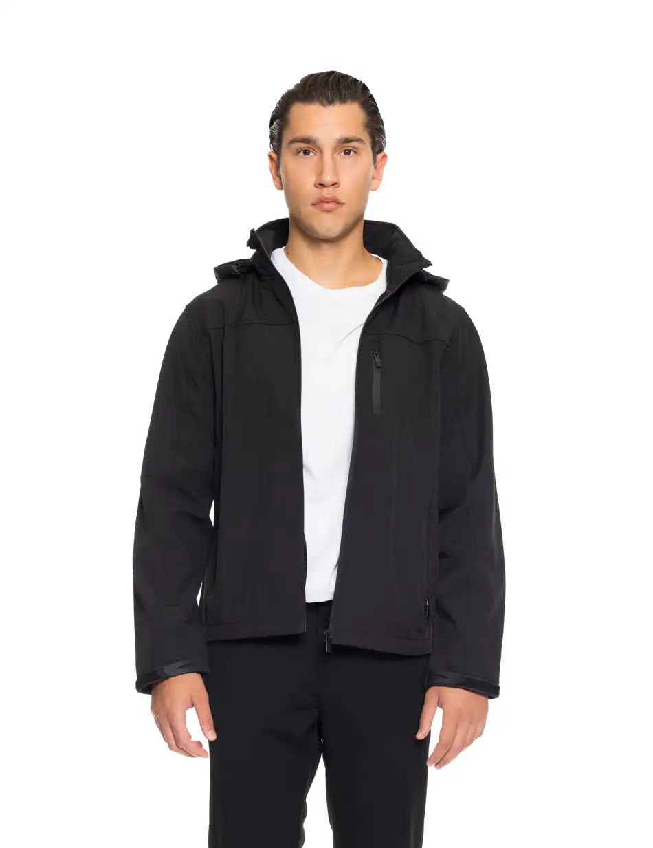 Biston fashion ανδρικό κοντό πανωφόρι με αποσπώμενη κουκούλα 52-201-048 BLACK