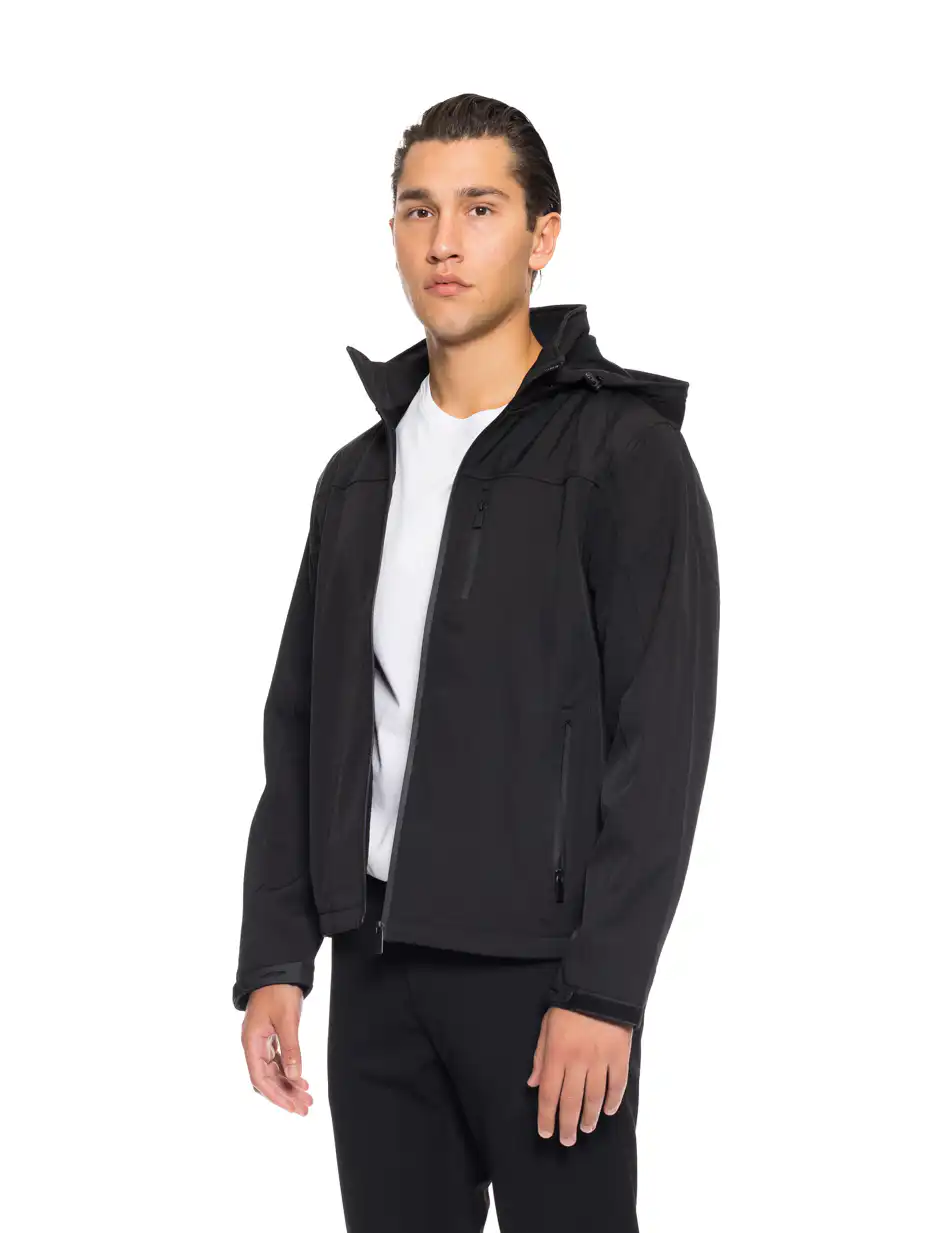 Biston fashion ανδρικό κοντό πανωφόρι με αποσπώμενη κουκούλα 52-201-048 BLACK