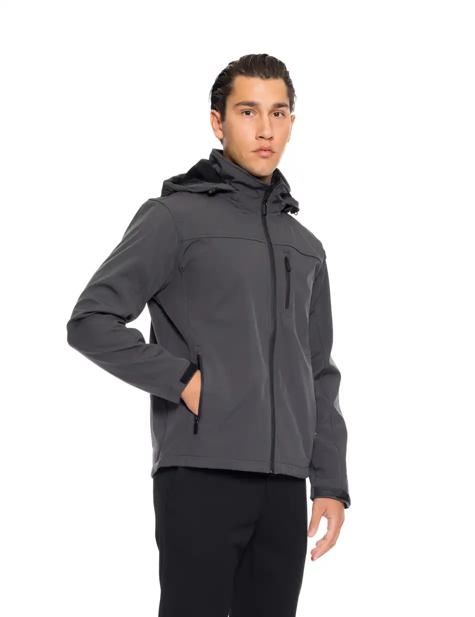 Biston fashion ανδρικό κοντό πανωφόρι με αποσπώμενη κουκούλα 52-201-048 DK GREY