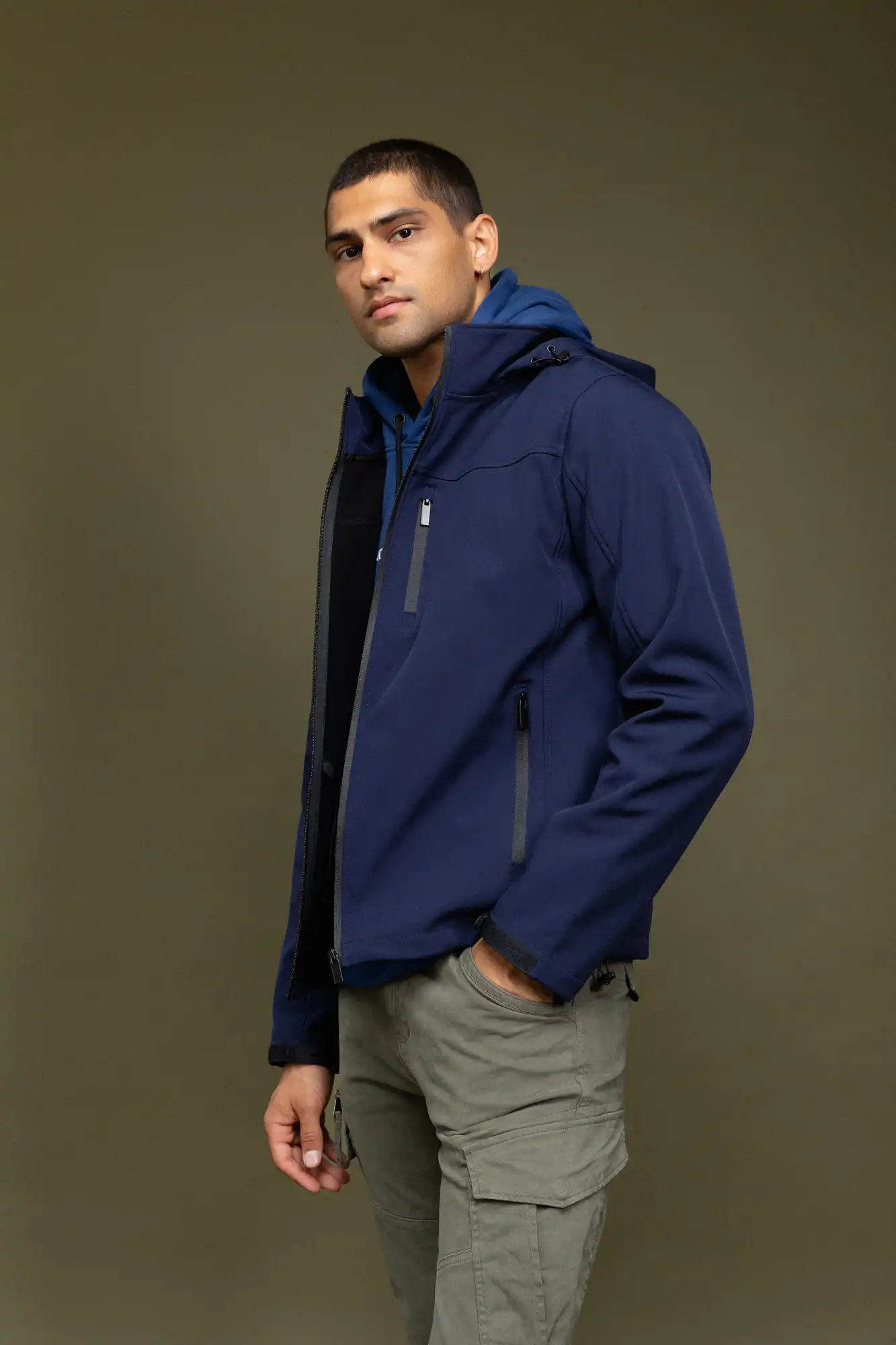 Biston fashion ανδρικό κοντό πανωφόρι με αποσπώμενη κουκούλα 52-201-048 NAVY